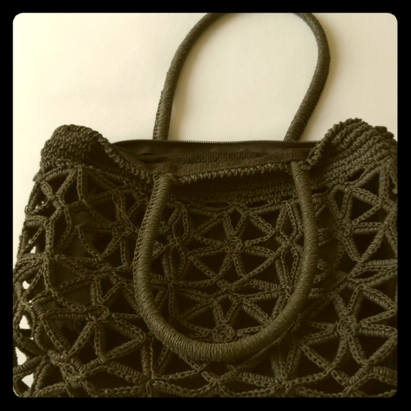 Black crochet bag
